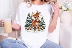 Cute Reindeer Snow PNG Sublimation Desig Product Image 1