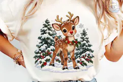 Cute Reindeer Snow PNG Sublimation Desig Product Image 6