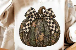 Autumn Pumpkin Checkered Bow PNG Shirt Product Image 4