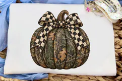 Autumn Pumpkin Checkered Bow PNG Shirt Product Image 5