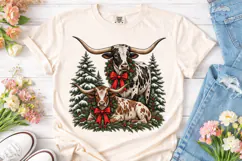 Longhorn Cattle Christmas PNG Sublimatio Product Image 2