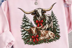 Longhorn Cattle Christmas PNG Sublimatio Product Image 3