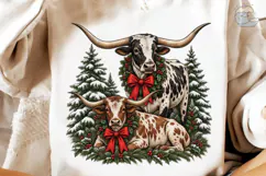 Longhorn Cattle Christmas PNG Sublimatio Product Image 4