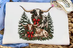 Longhorn Cattle Christmas PNG Sublimatio Product Image 5
