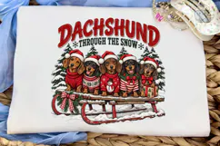 Dachshund Through Snow PNG Shirt Design Product Image 5