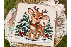 Cute Reindeer Christmas PNG Sublimation Product Image 1