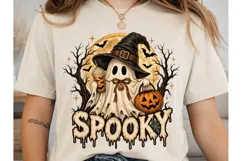 Spooky Ghost Pumpkin Halloween PNG Shirt Product Image 1