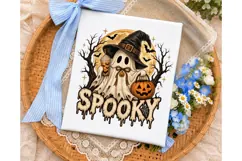 Spooky Ghost Pumpkin Halloween PNG Shirt Product Image 3