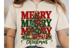 Merry Merry Merry Christmas PNG Shirt De Product Image 2