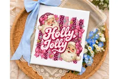 Holly Jolly Pink Santa PNG Sublimation S Product Image 3