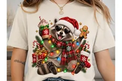 Happy Raccoon Christmas PNG Sublimation Product Image 2