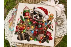 Happy Raccoon Christmas PNG Sublimation Product Image 3