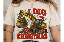 I Dig Christmas Excavator PNG Shirt Product Image 2