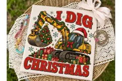 I Dig Christmas Excavator PNG Shirt Product Image 1
