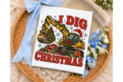 I Dig Christmas Excavator PNG Shirt Product Image 3