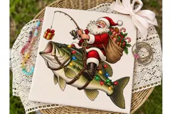 Santa Fishing PNG Sublimation Design Product Image 2