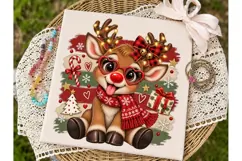 Cute Reindeer Heart Glasses PNG Shirt De Product Image 2