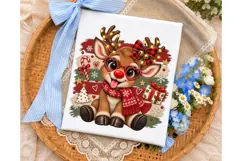 Cute Reindeer Heart Glasses PNG Shirt De Product Image 3