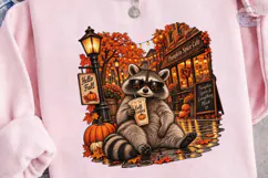 Fall Vibes Raccoon Pumpkin Spice PNG Shi Product Image 3