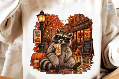 Fall Vibes Raccoon Pumpkin Spice PNG Shi Product Image 4