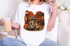 Fall Vibes Raccoon Pumpkin Spice PNG Shi Product Image 1