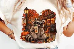 Fall Vibes Raccoon Pumpkin Spice PNG Shi Product Image 6