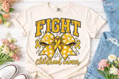 Fight Childhood Cancer Gold Bow PNG Product Image 2