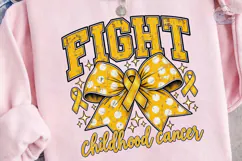 Fight Childhood Cancer Gold Bow PNG Product Image 3
