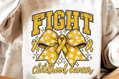 Fight Childhood Cancer Gold Bow PNG Product Image 1