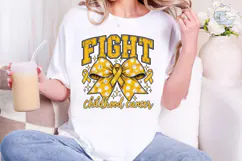Fight Childhood Cancer Gold Bow PNG Product Image 4