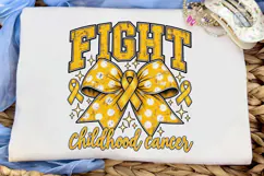Fight Childhood Cancer Gold Bow PNG Product Image 5
