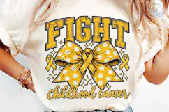 Fight Childhood Cancer Gold Bow PNG Product Image 6