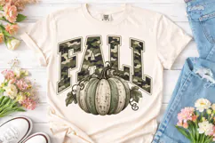 Fall Pumpkin Camo PNG Sublimation Shirt Product Image 2