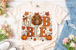 Gobble Cute Turkey Fall PNG Sublimation Product Image 2