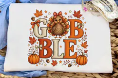 Gobble Cute Turkey Fall PNG Sublimation Product Image 5