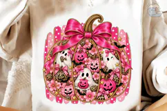 Pink Pumpkin Ghost PNG Sublimation Shirt Product Image 4