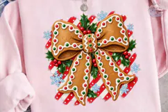 Gingerbread Bow Christmas PNG Sublimatio Product Image 2