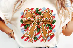 Gingerbread Bow Christmas PNG Sublimatio Product Image 6