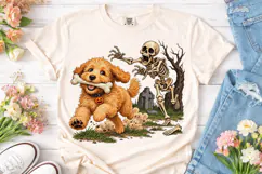 Skeleton Dog Halloween PNG Shirt Design Product Image 2