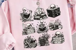 Skeleton Reading PNG Sublimation Shirt D Product Image 3