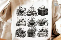 Skeleton Reading PNG Sublimation Shirt D Product Image 4