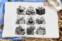 Skeleton Reading PNG Sublimation Shirt D Product Image 5