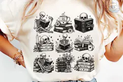 Skeleton Reading PNG Sublimation Shirt D Product Image 6