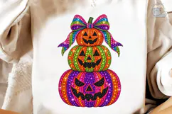 Halloween Pumpkin Stack Bow PNG Shirt De Product Image 3