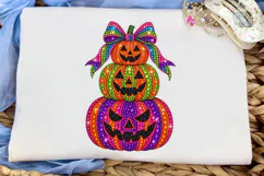 Halloween Pumpkin Stack Bow PNG Shirt De Product Image 5