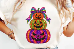 Halloween Pumpkin Stack Bow PNG Shirt De Product Image 6