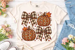 Leopard Pumpkin Fall Bows PNG Sublimatio Product Image 2
