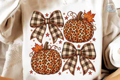 Leopard Pumpkin Fall Bows PNG Sublimatio Product Image 4