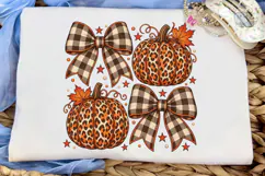Leopard Pumpkin Fall Bows PNG Sublimatio Product Image 5