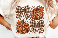 Leopard Pumpkin Fall Bows PNG Sublimatio Product Image 6